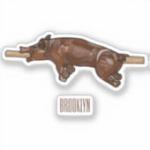 豚ロースト/豚ローストカートゥーンイラストレーション シール (正面)