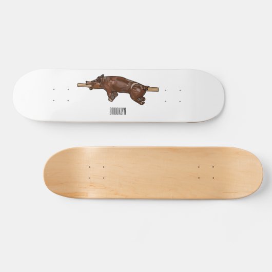 豚ロースト/豚ローストカートゥーンイラストレーション スケートボード (横)