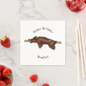 豚ロースト/豚ローストカートゥーンイラストレーション スタンダードカクテルナプキン (インサイチュ)