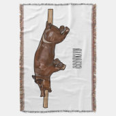 豚ロースト/豚ローストカートゥーンイラストレーション スローブランケット (正面縦)