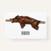 豚ロースト/豚ローストカートゥーンイラストレーション バッジ (裏面)