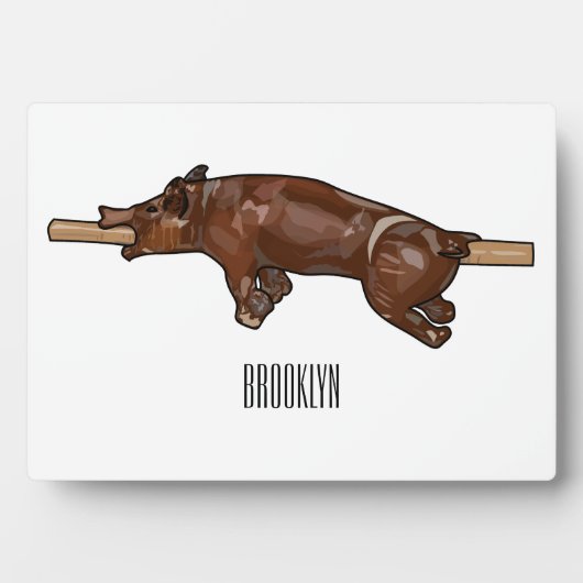 豚ロースト/豚ローストカートゥーンイラストレーション フォトプラーク (正面)