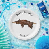 豚ロースト/豚ローストカートゥーンイラストレーション ペーパープレート (パーティー)