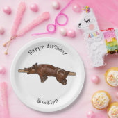 豚ロースト/豚ローストカートゥーンイラストレーション ペーパープレート (パーティー)