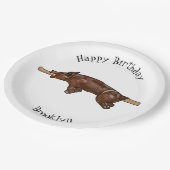 豚ロースト/豚ローストカートゥーンイラストレーション ペーパープレート (アングル)