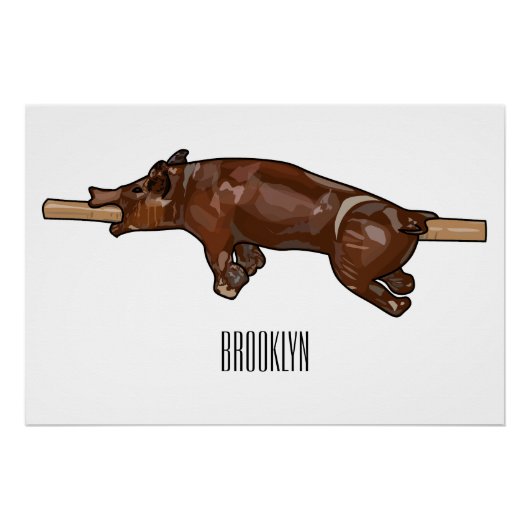 豚ロースト/豚ローストカートゥーンイラストレーション ポスター (正面)