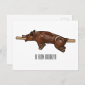 豚ロースト/豚ローストカートゥーンイラストレーション ポストカード (正面/裏面)