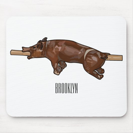 豚ロースト/豚ローストカートゥーンイラストレーション マウスパッド (正面)