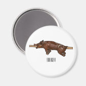 豚ロースト/豚ローストカートゥーンイラストレーション マグネット (正面/裏面)