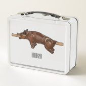 豚ロースト/豚ローストカートゥーンイラストレーション メタルランチボックス (裏面)