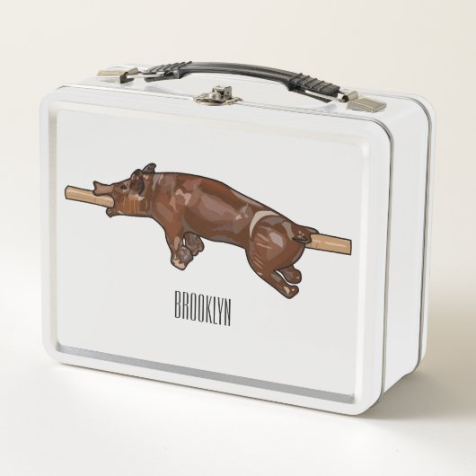 豚ロースト/豚ローストカートゥーンイラストレーション メタルランチボックス (正面)