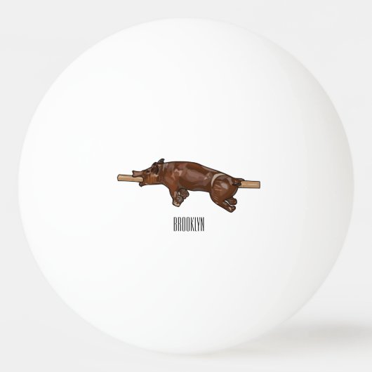 豚ロースト/豚ローストカートゥーンイラストレーション 卓球ボール (正面)