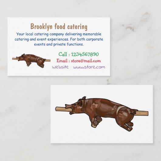 豚ロースト/豚ローストカートゥーンイラストレーション 名刺 (正面/裏面)