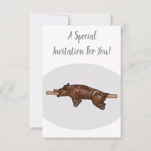 豚ロースト/豚ローストカートゥーンイラストレーション 招待状 (裏面)