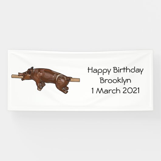 豚ロースト/豚ローストカートゥーンイラストレーション 横断幕 (横)