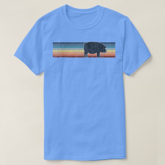 豚ヴィンテージペット愛犬ママパパ女性 Tシャツ (デザイン正面)