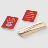 豚中国のの赤い福金の旧正月 ハンドファン (組立なし)