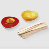 豚中国の年赤金ゴールドペーパーカットファン ハンドファン (組立なし)