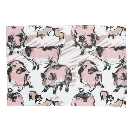 豚中国の年2019オリジナルスケッチ枕C 枕カバー (正面)