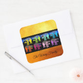 豚中国の新年2019ポップ・アートの金ゴールドスクエア スクエアシール (封筒)