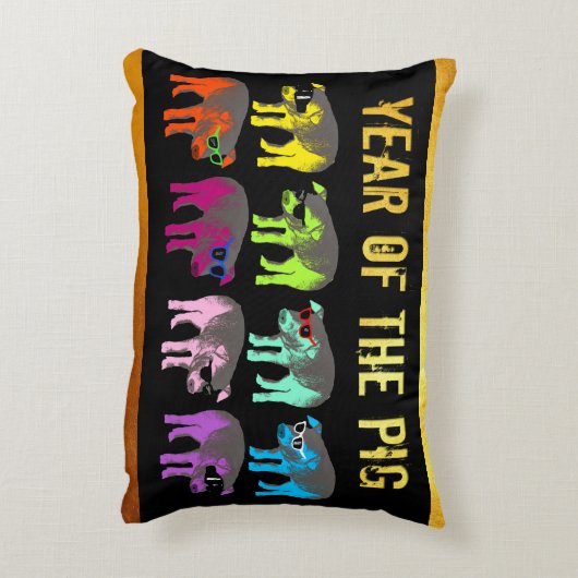 豚中国の新年〔占星術の〕十二宮図誕生日アクセント枕 アクセントクッション (裏面(縦))