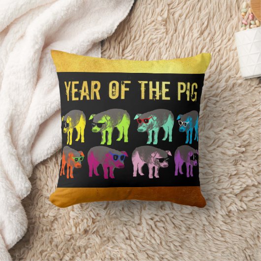 豚中国の新年〔占星術の〕十二宮図誕生日スクエアピロー クッション (ブランケット)