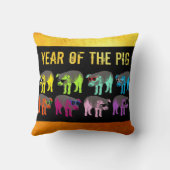 豚中国の新年〔占星術の〕十二宮図誕生日スクエアピロー クッション (裏面)