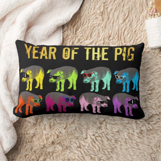 豚中国の新年〔占星術の〕十二宮図誕生日腰枕 ランバークッション (ブランケット)