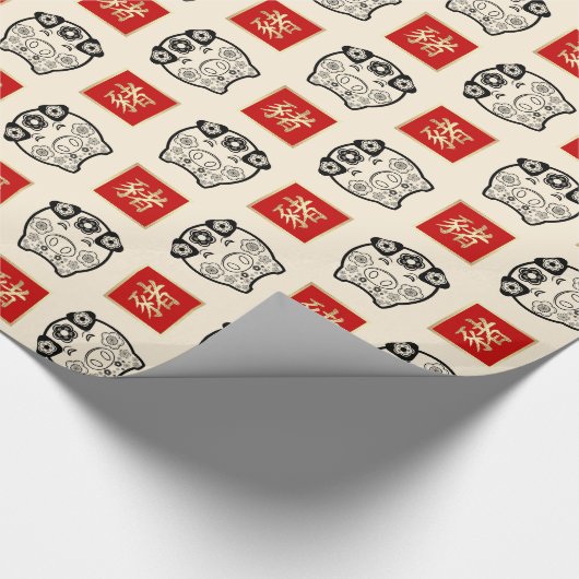 豚中国の贈与包装紙 ラッピングペーパー (角)