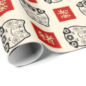 豚中国の贈与包装紙 ラッピングペーパー (ロールコーナー)