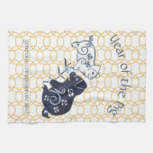 豚中国の〔占星術の〕十二宮図の新ミニマル年 キッチンタオル (横)