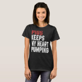 豚保私のハートが農場の動物の女性をポンピング Tシャツ (正面フル)
