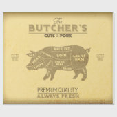 豚動揺して肉ダイアグラムシェフの肉切り ラッピングペーパー (フラット)