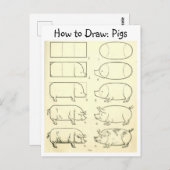 豚学葉書きヴィンテージ ポストカード (正面/裏面)