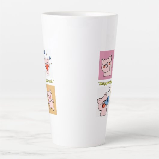 豚引用文顔 カフェラテマグ (正面)