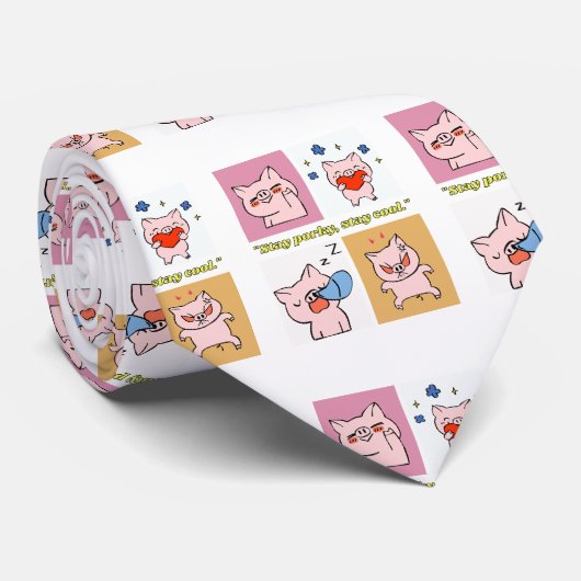 豚引用文顔 ネクタイ (ロール)