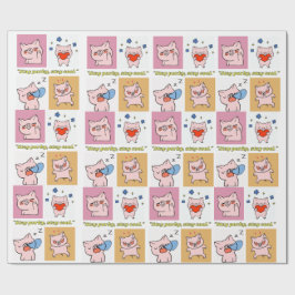 豚引用文顔 ラッピングペーパー