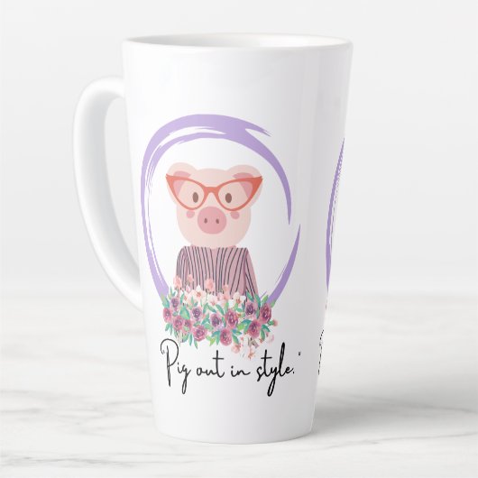 豚引用文 – 豚のスタイル カフェラテマグ (左アングル)