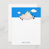 豚文飛んでいる房具ノートカード ノートカード (正面/裏面)