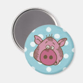 豚水玉模様マグネット(青とピンク) マグネット (正面/裏面)