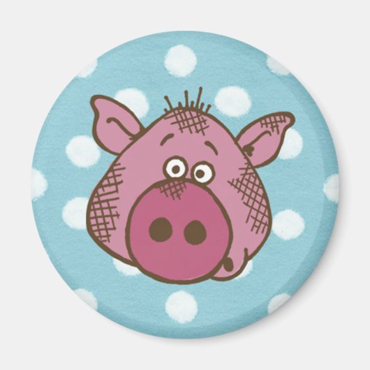 豚水玉模様マグネット(青とピンク) マグネット (正面)