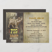 豚焼きの古いヴィンテージパーティの招待状 招待状 (正面/裏面)