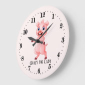 豚熱狂する婦人の追加文字 ラージ壁時計 (傾斜)