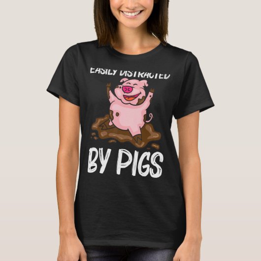 豚男性へ女子ホッグ農家農場動物 Tシャツ (正面)