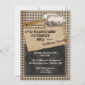 豚素朴ポークバックヤードクックアウトBBQピクニック 招待状 (正面)