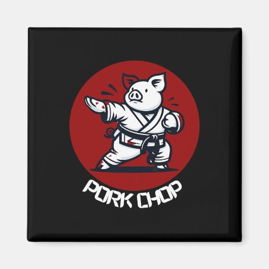 豚肉の空手豚 おもしろダジャレ 武術 マグネット (正面)