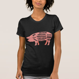 豚肉を切るフィリピン豚肉のBBQダイアグラム Tシャツ