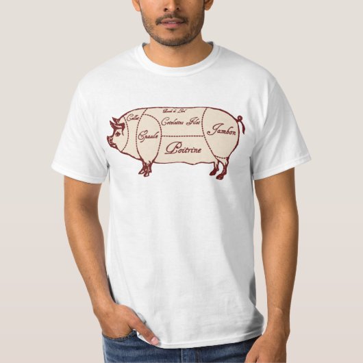 豚肉カット図のシャツ Tシャツ (正面)