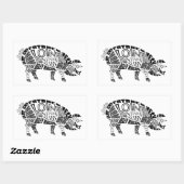 豚肉タイポグラム 長方形シール (シート)