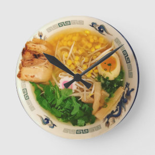 豚肉ラーメン麺スープ ラウンド壁時計